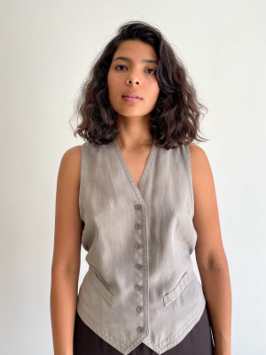 Mushroom Silk Button Up Vest