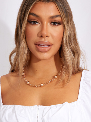 Gold Oversized Ball Chain Twist Necklace