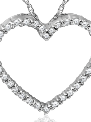 Pompeii3 14k White Gold 1/2ct Diamond Heart Pendant Necklace