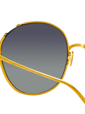 Hannah Cat Eye Sunglasses In Yellow Gold And Grey