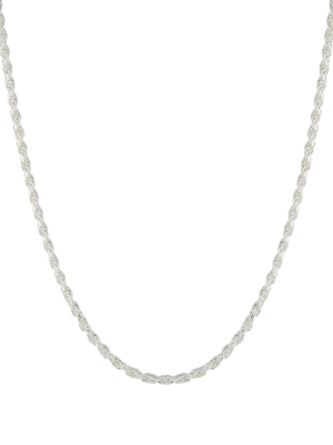 Sterling Silver 16" Diamond Cut Rope Chain Necklace