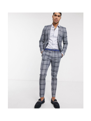 Asos Design Super Skinny Suit In Navy And White Bold Check