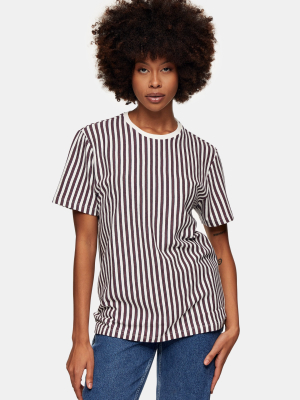 Topman White And Pink Waffle Stripe T-shirt