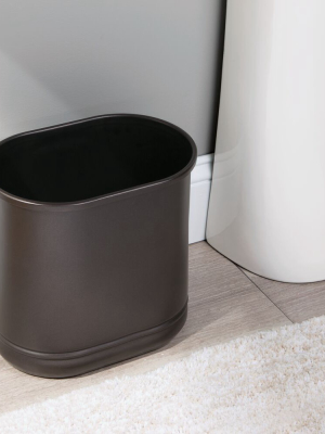 Mdesign Slim Small Oval Metal Trash Can Wastebasket, Garbage Bin