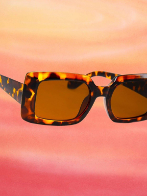 Retro Rectangular Sunglasses - Tortoise