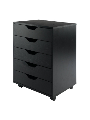 Halifax 5 Drawer Cabinet With Casters Black - Winsome