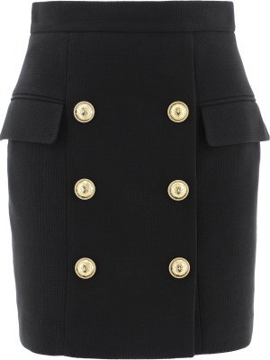 Balmain Button Detail Mini Skirt