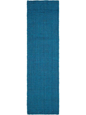 Natural Fiber Blue Runner Rug