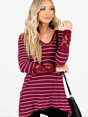 Simply Adorable Burgundy Striped Top