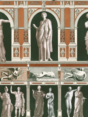 Statues Antique Wallpaper In Orange From The Wallpaper Compendium Collection By Mind The Gap