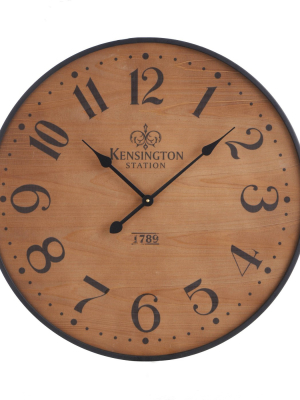 26" Wood Wall Clock Pine Finish Black - Threshold™