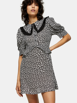 Star Print Collar Mini Tea Dress