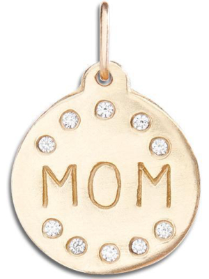 "mom" Disk Charm Pavé Diamonds