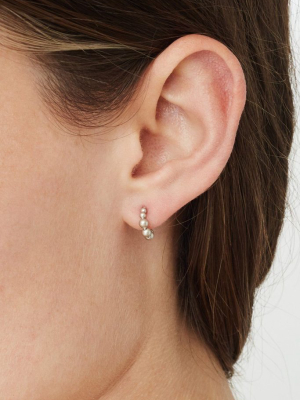 Petite Platinum Pearl Holly Hoop Earrings