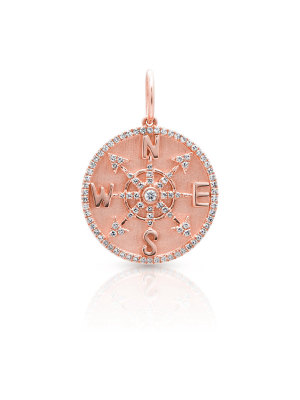 14kt Rose Gold Diamond Compass Medallion Charm