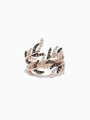 Effy Espresso 14k Rose Gold Cognac And White Diamond Ring, 0.62 Tcw