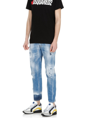 Dsquared2 Ripped Straight Leg Jeans