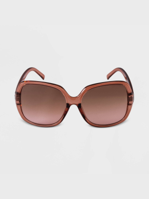 Women's Crystal Oversized Sunglasses - A New Day™ Brown