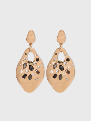 Organic Metal Black Diamond Drop Earrings - A New Day™ Gold