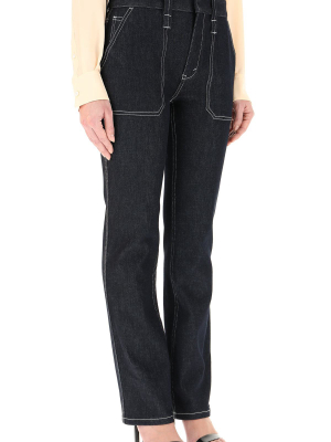 Chloé Contrast Stitching Denim Jeans