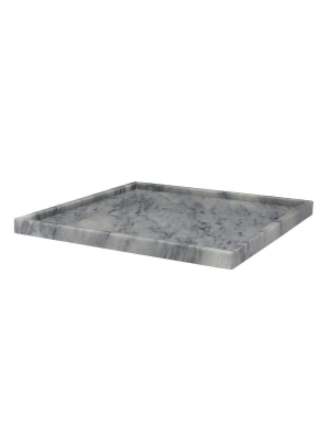 Cloud Gray 16" Marble Square Place Tray