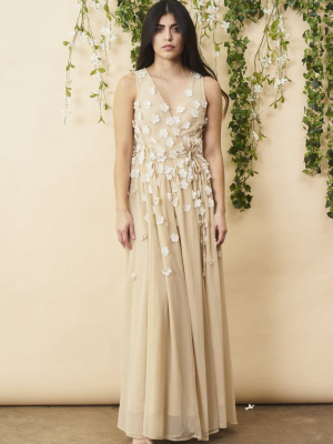 Floral Ombre Maxi Gown - Champagne + Cream