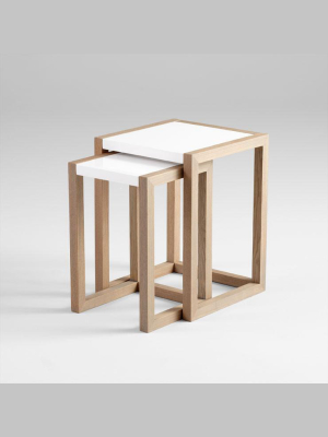 Becket Nesting Tables In Grey Veneer & White