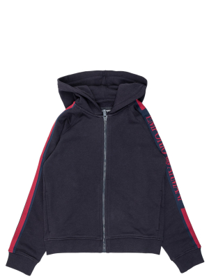 Emporio Armani Kids Logo Side Stripe Zipped Hoodie