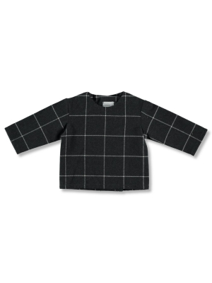 Violeta E Federico Blue And Grey Check Toddler Shirt