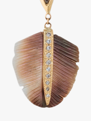 Single Mother-of-pearl Drop Feather Earring