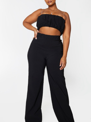 Plus Black Woven Wide Leg Fit Pant