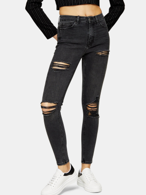 Tall Washed Black Super Ripped Jamie Skinny Jeans