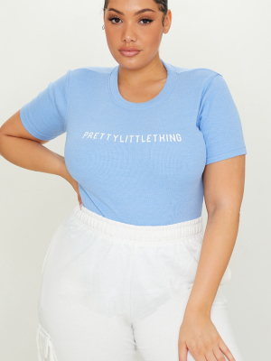 Prettylittlething Plus Blue Short Sleeve Bodysuit