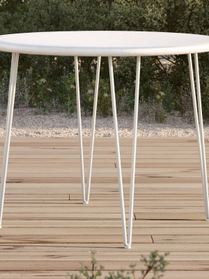 Scroll White Metal Outdoor Bistro Table