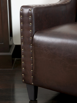 Gabriel Tufted Bonded Leather Club Chair Brown - Christopher Knight Home