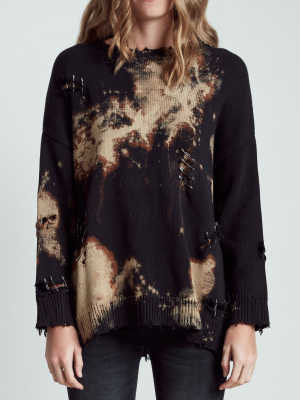 Bleached Distressed Crewneck Sweater