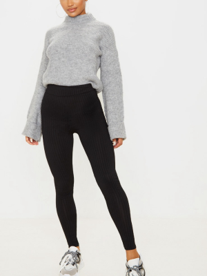 Harlie Black Ribbed High Waisted Leggings