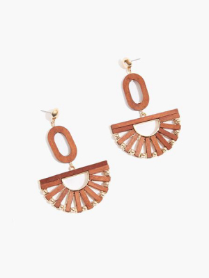 Wooden Fan Earrings