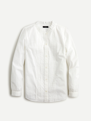 Ruffleneck Tuxedo Shirt In Lightweight Cotton Poplin