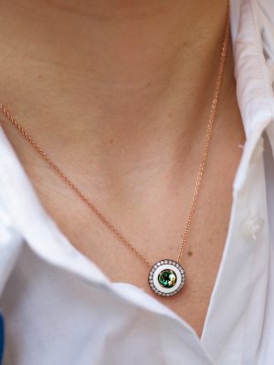 Enamel, Diamond & Tsavorite Pendant Necklace