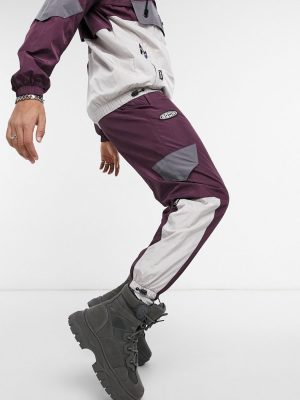 Grimey Nylon Track Pants With Panels In Purple