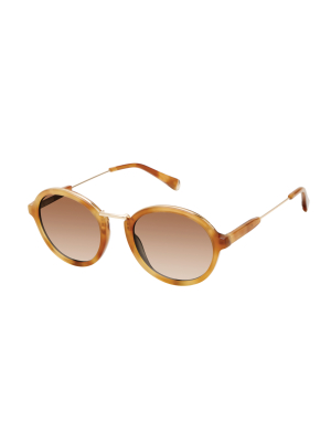 Kate Young For Tura "fiona" Sunglasses In Demi Amber