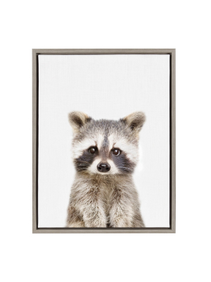 18" X 24" Sylvie Raccoon Framed Canvas By Amy Peterson Gray - Kate And Laurel