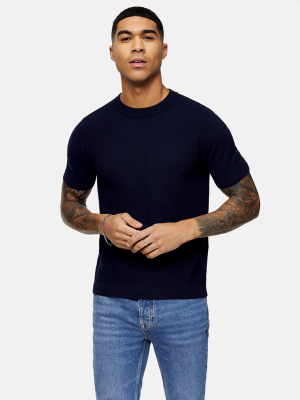 Navy Stitch Knitted T-shirt