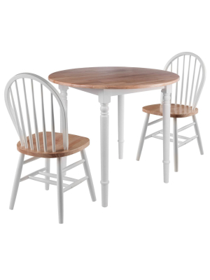 3pc Sorella Round Drop Leaf Table With Windsor Chairs Natural/white - Winsome