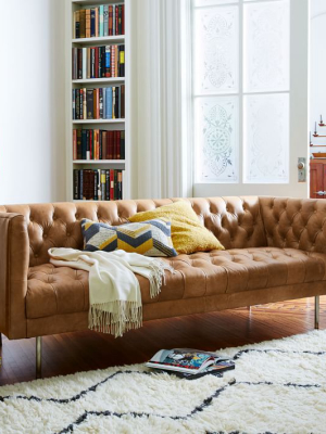 Modern Chesterfield Leather Sofa (79")