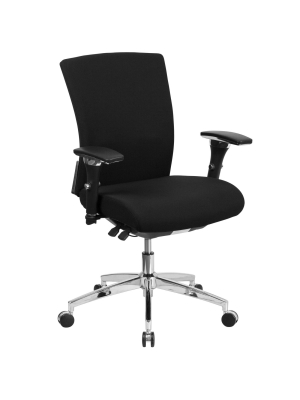 41.75" Multi Function Office Chair With Seat Slider & Lumbar Black Fabric - Riverstone Furniture