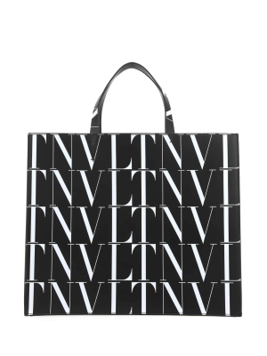 Valentino All Over Vltn Print Tote Bag