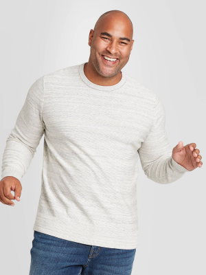 Men's Micro Striped Big & Tall Regular Fit Crewneck Sweater - Goodfellow & Co™ Light Gray