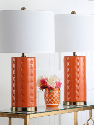 (set Of 2) 26" Roxanne Table Lamp Orange (includes Cfl Light Bulb) - Safavieh